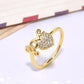 Women's Copper Inlaid Zircon Heart-shaped Ring